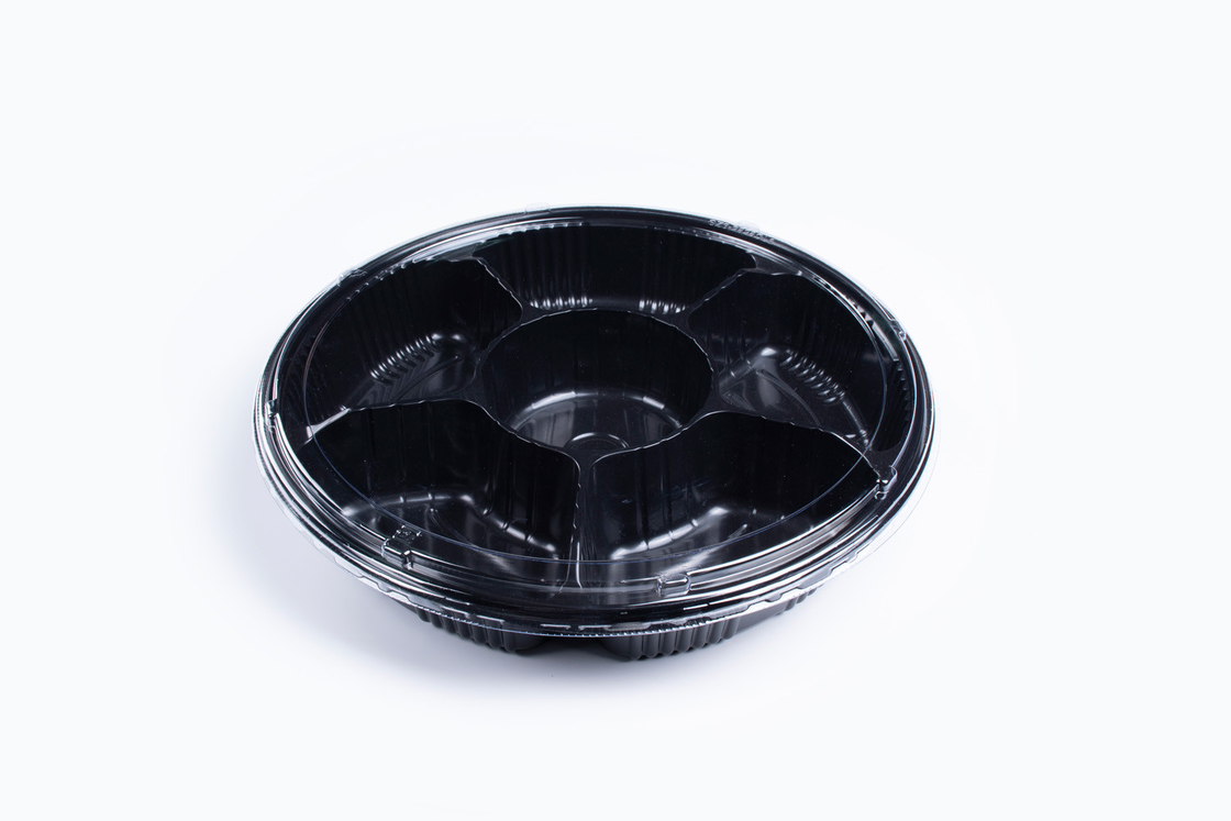 Round Disposable Food Packaging Plastic Sushi Trays with Lid