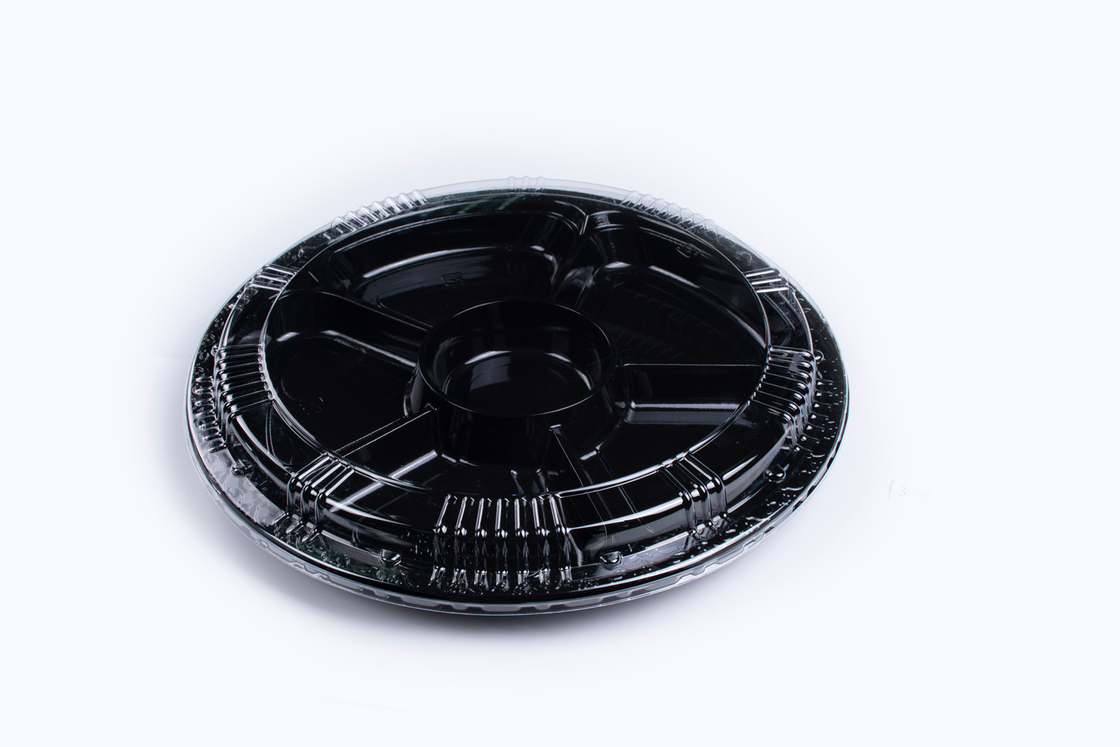 Round Disposable Food Packaging Plastic Sushi Trays with Lid