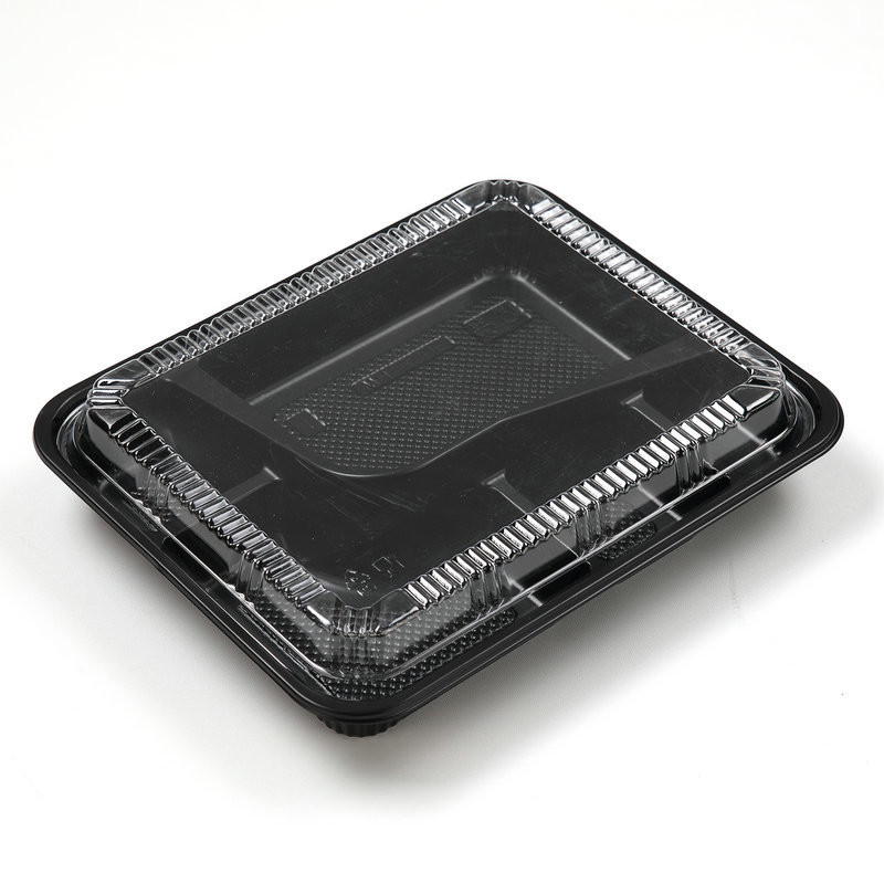 Sushi Box Takeaway Disposable Tray with Lid Divided Food Lunch Box for Packaging