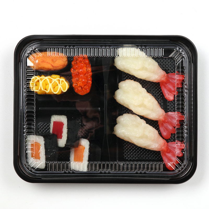 Sushi Box Takeaway Disposable Tray with Lid Divided Food Lunch Box for Packaging