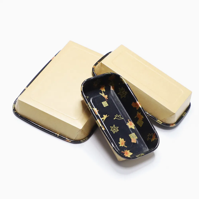 Greaseproof Sushi Packaging Boxes Custom Design Sushi Paper Food Disposable Paper Container Box with Pet Lid