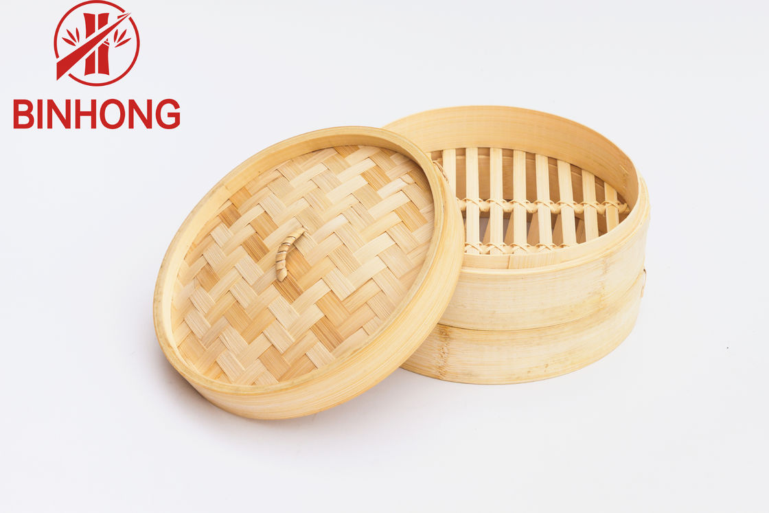 Handmade Natural Bamboo Steamer Basket 10 Inch 2 Tier With Accessories