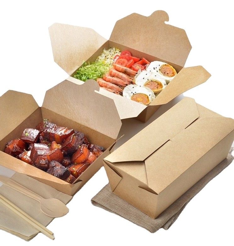 Biodegradable Printed Paper Take Away Box Disposable 55oz