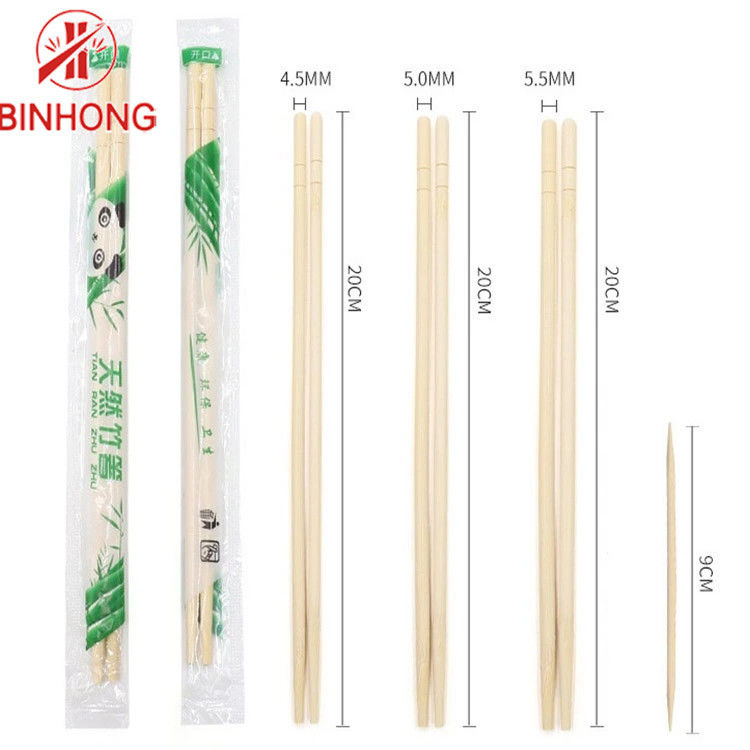Round Nature Color 18cm Disposable Bamboo Chopsticks