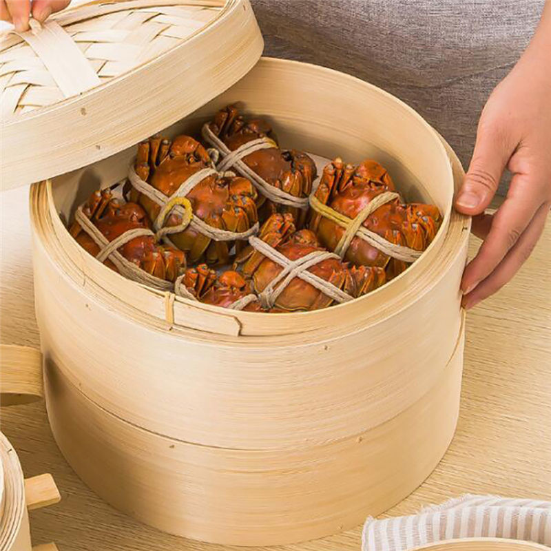 Natural Moso Bamboo Dim Sum 10inch Kitchen Steamers Cooking