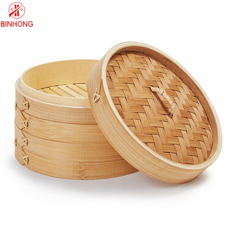 Natural Moso Bamboo Dim Sum 10inch Kitchen Steamers Cooking