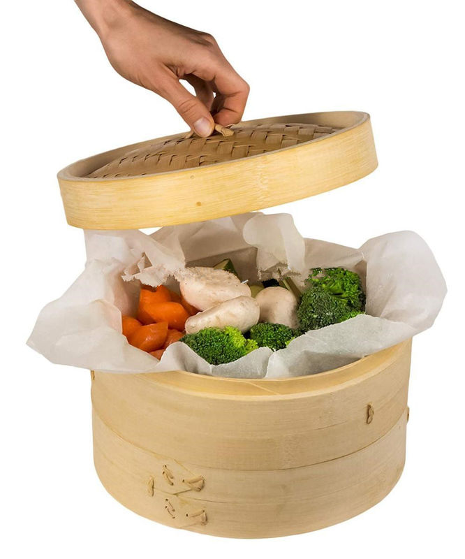 Mini Natural Bamboo Food Steamer for Rice Vegetables Meat Fish Dumplings Dim Sum