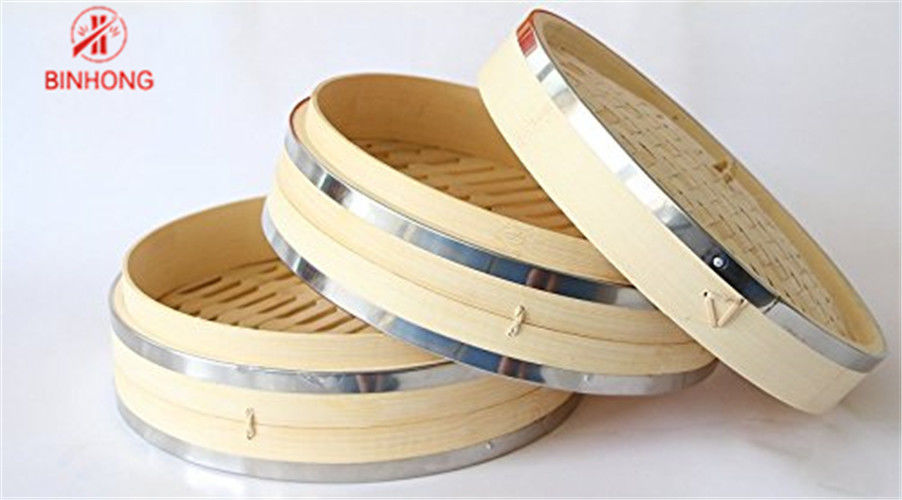 Durable SS Edge 18cm Bamboo Steamer Basket