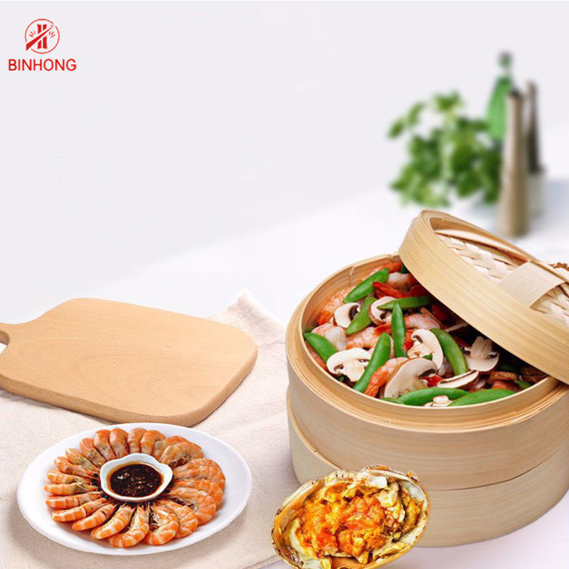 Eco Friendly Two Tier 16cm Bamboo Steamer Basket