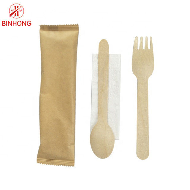 Custom Disposable Wooden Kitchen Spoon Knife Fork Set Wooden Flatware Set