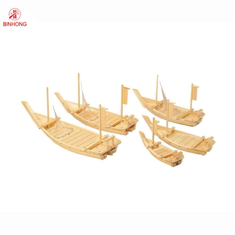 Sustainable Bamboo 70cm Sushi Boat Tray With Flagpole
