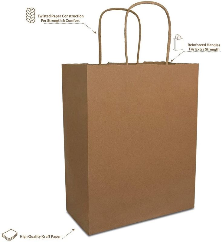 Eco Friendly 80% PCW 8x4x10&quot; Kraft Paper Bag