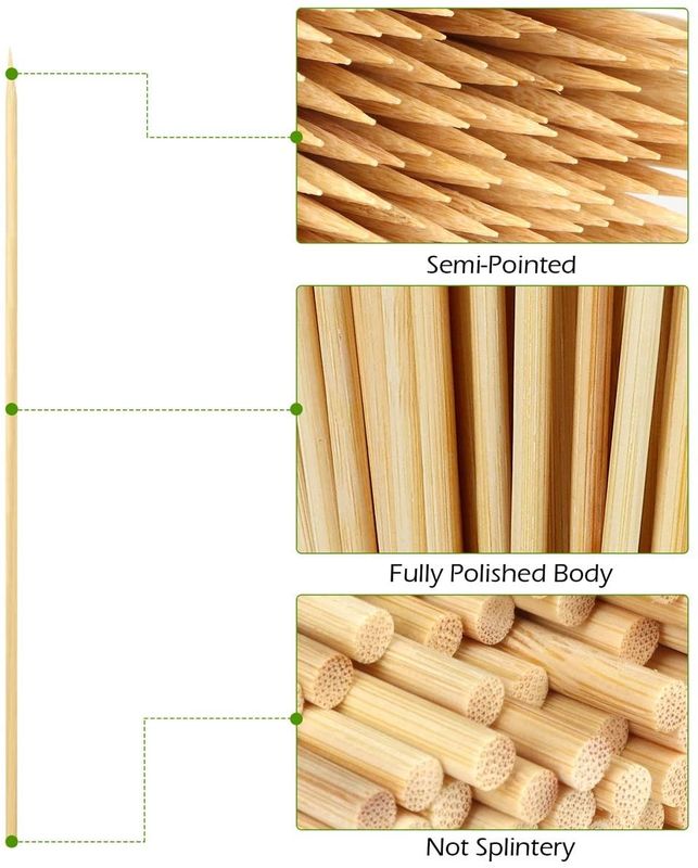 Chamferred Thick Sturdy 28cm BBQ Bamboo Sticks