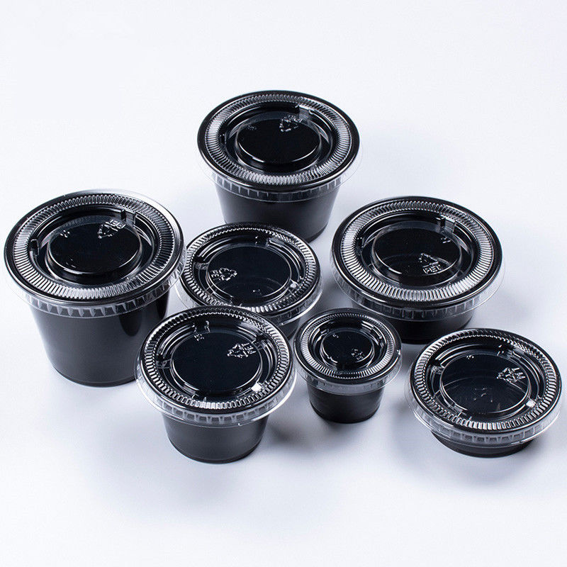 Black Color PET Lid 1.5OZ Disposable Sauce Cup