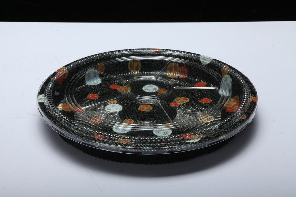 Disposable Plastic Tray Box, Round Sushi Tray, Take Away Food Tray