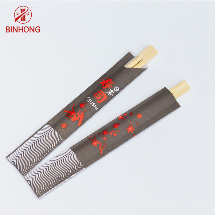 Disposable 21cm Bamboo Sushi Chopsticks With Paper Sleeve
