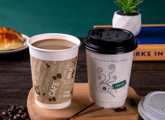 ISO9001 Double Layer Kraft Paper Coffee Drink Cup 16oz For Cafe