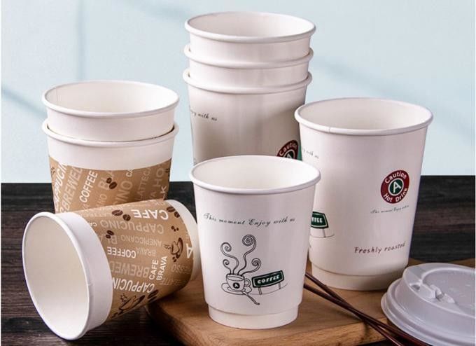 ISO9001 Double Layer Kraft Paper Coffee Drink Cup 16oz For Cafe