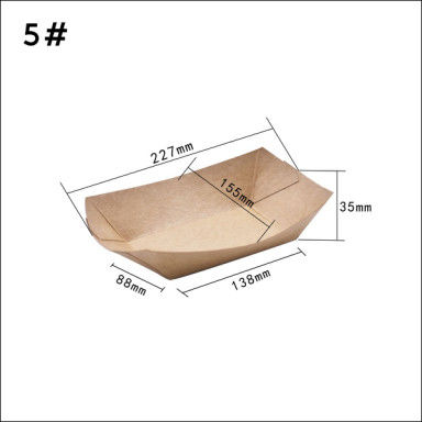 100 280 530ml Kraft Paper Boat Container For Chicken Rice Flower