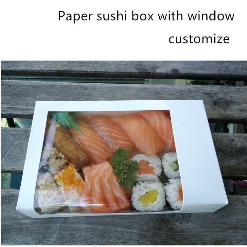 Disposable Kraft Paper Sushi Takeaway Box With Clear Window ISO9001