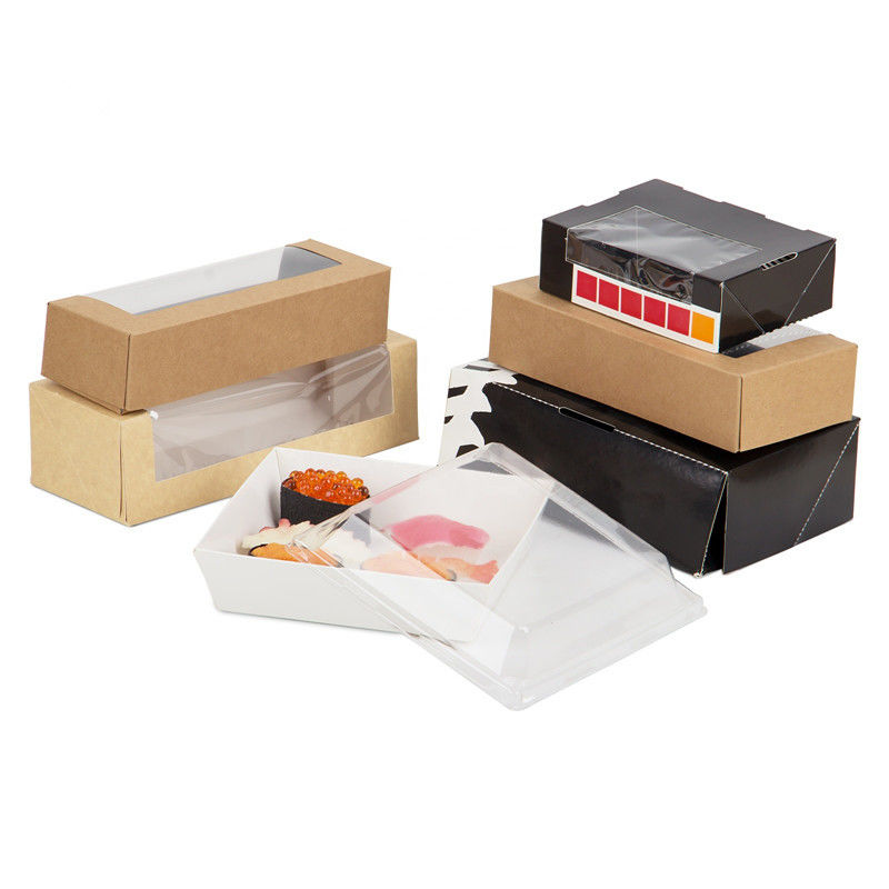 Disposable Kraft Paper Sushi Takeaway Box With Clear Window ISO9001