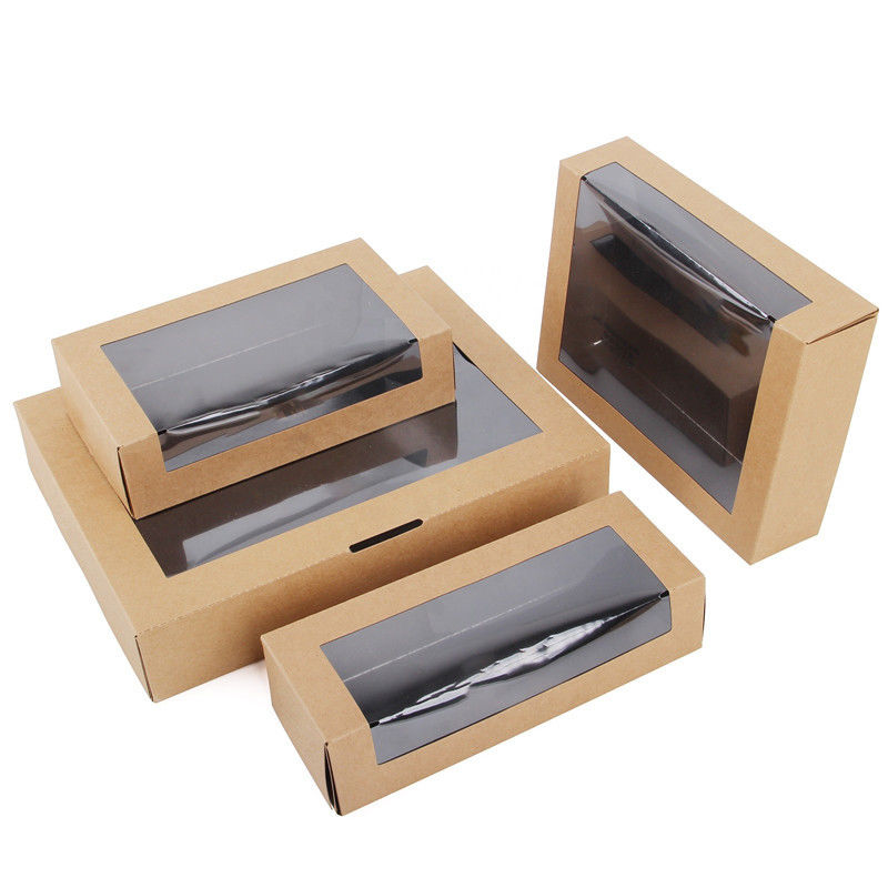 Disposable Kraft Paper Sushi Takeaway Box With Clear Window ISO9001