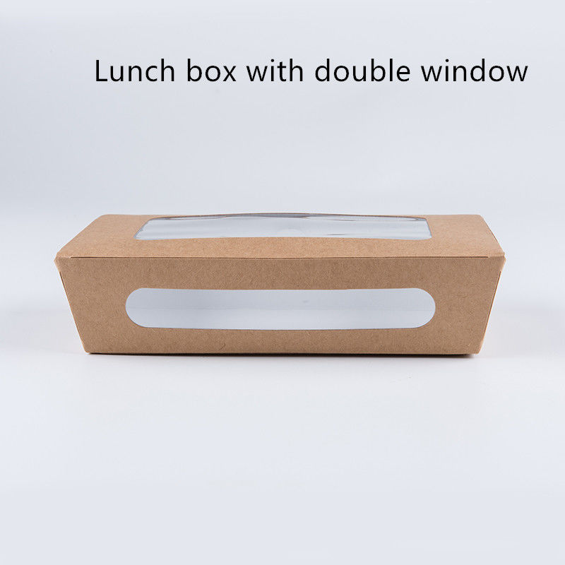 1200ml 337 380 400gsm Kraft Paper Lunch Box With PET Window