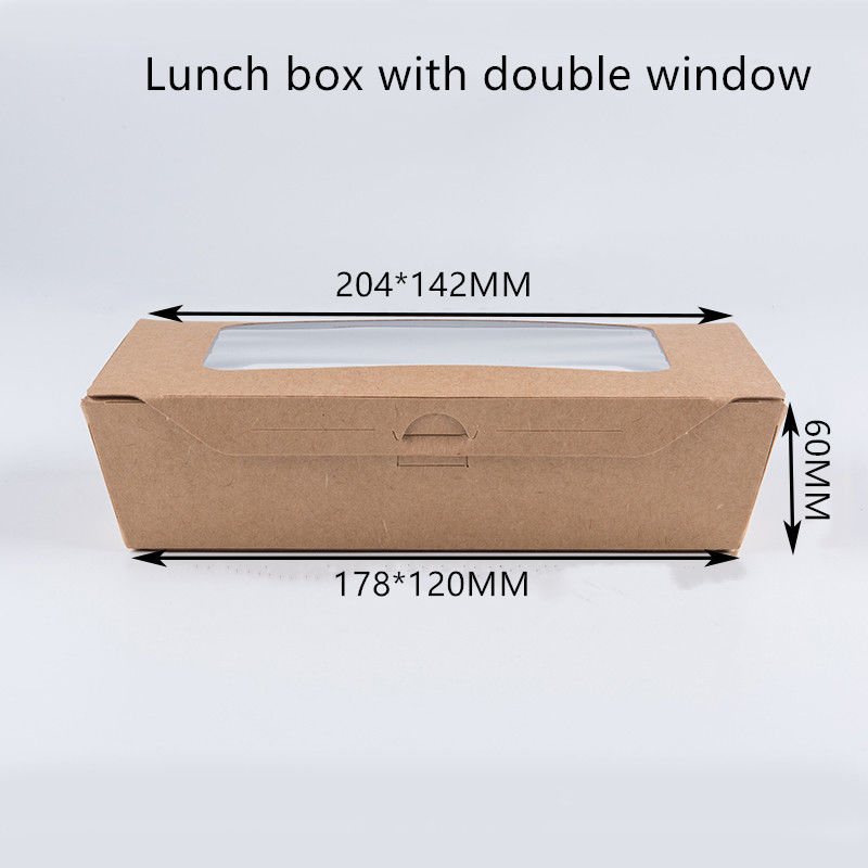 1200ml 337 380 400gsm Kraft Paper Lunch Box With PET Window