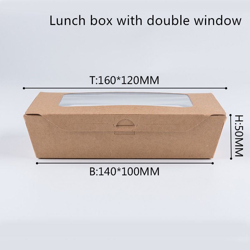 1200ml 337 380 400gsm Kraft Paper Lunch Box With PET Window