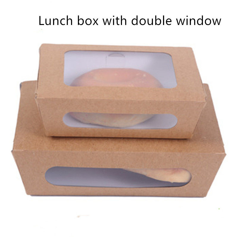 1200ml 337 380 400gsm Kraft Paper Lunch Box With PET Window