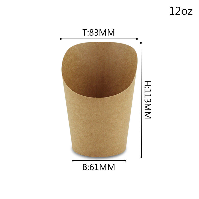 Disposable Single Sided Scoop Kraft Paper Cup For French Fries Chips