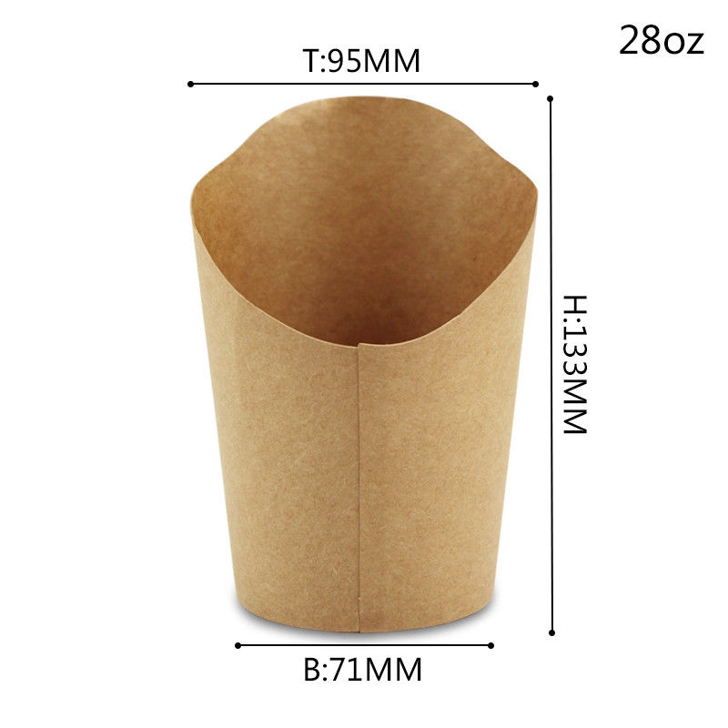 Disposable Single Sided Scoop Kraft Paper Cup For French Fries Chips