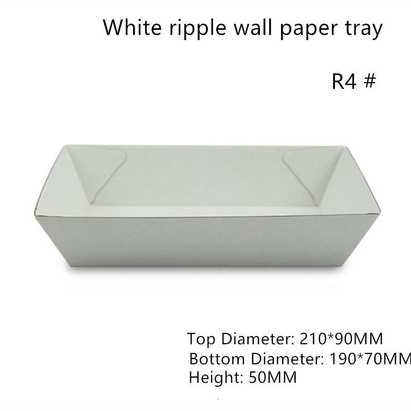 Rectangular White Paper Food Serving Tray Height 47mm