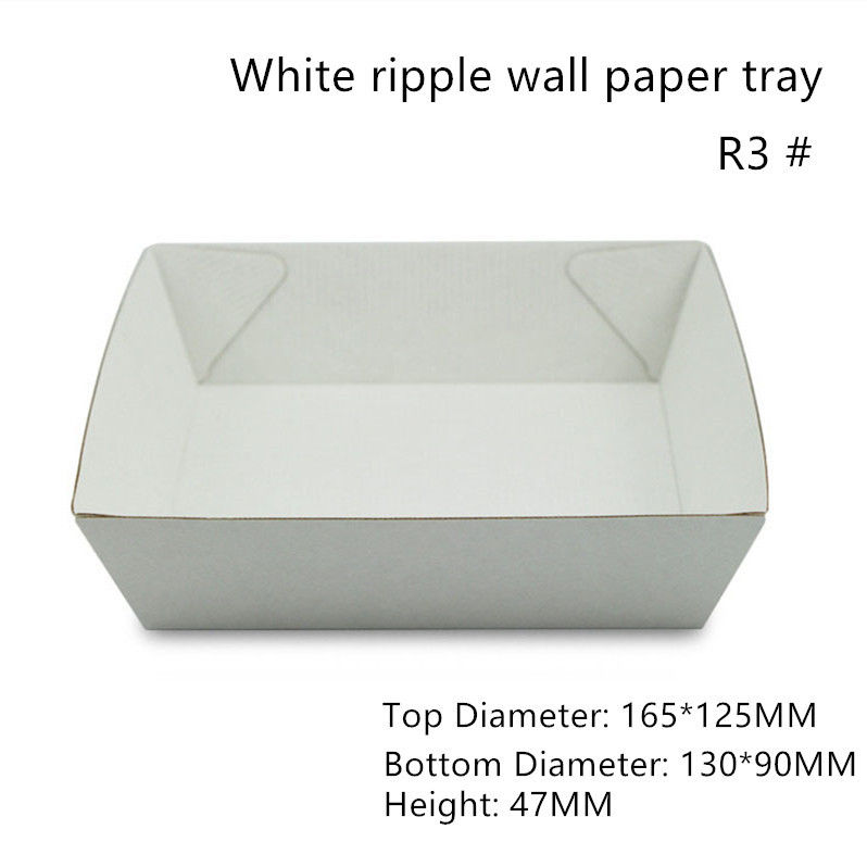 Rectangular White Paper Food Serving Tray Height 47mm