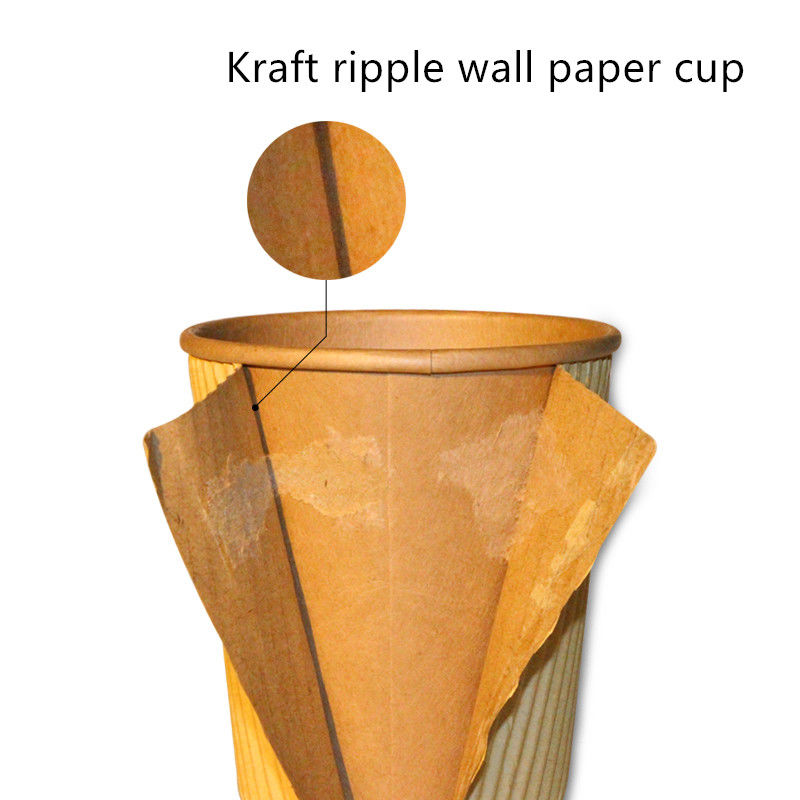 Disposable Biodegradable Cupcake Carton Hot Insulated Coffee Kraft Paper Cup 12 Oz