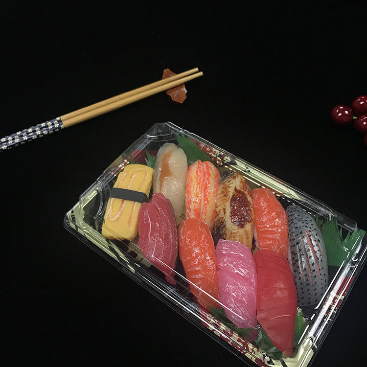 Transparent Lid Plastic Sushi Tray Food Grade Disposable