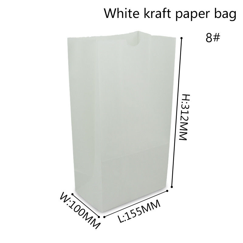 Recyclable 60gsm 70gsm White Kraft Paper Carry Bags For Food Packaging