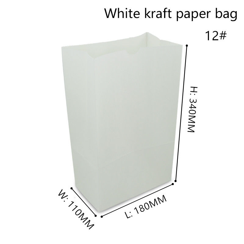 Recyclable 60gsm 70gsm White Kraft Paper Carry Bags For Food Packaging