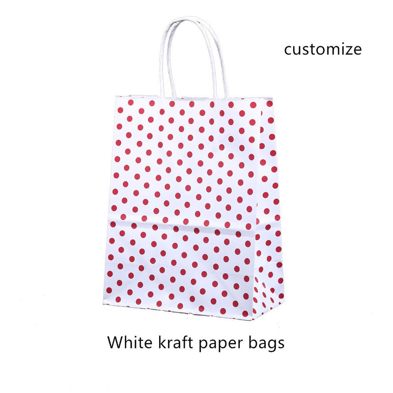 Recyclable 128gsm White Kraft Paper Shopping Bag With Drawstring Handle