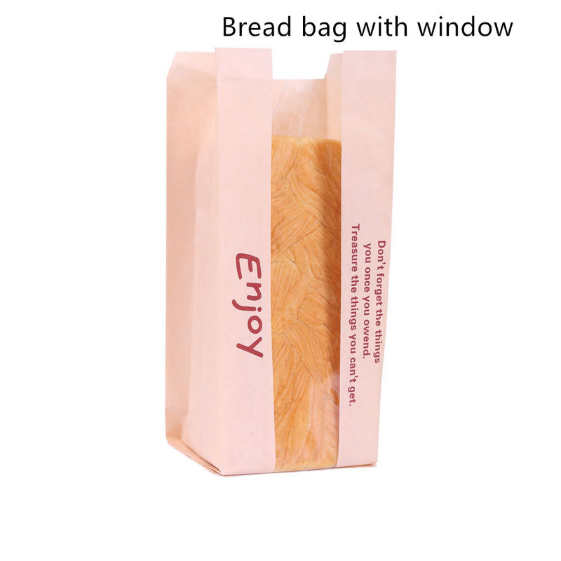 55g Coated Paper Toast Bread Packaging Bag ISO9001 With Window