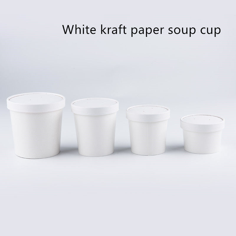 12oz 16oz 320gsm White Kraft Paper Eco Takeaway Containers