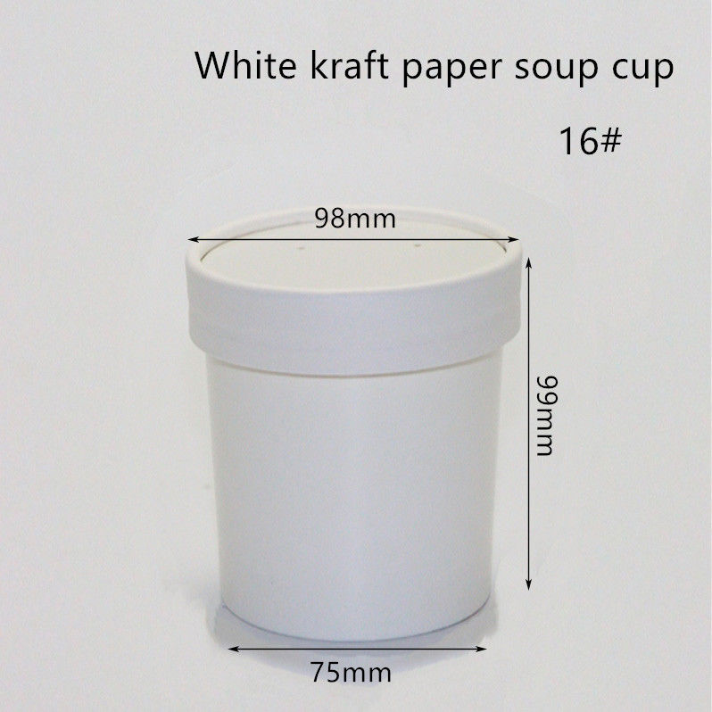 12oz 16oz 320gsm White Kraft Paper Eco Takeaway Containers