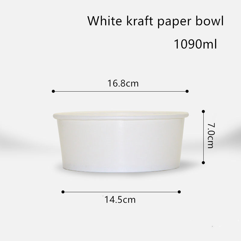 500ml 750ml 1000ml 1300ml Disposable White Kraft Paper Bowl For Salad