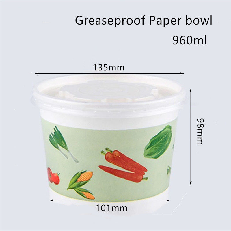 Flexo Printing Greaseproof Disposable Paper Bowl For Soup