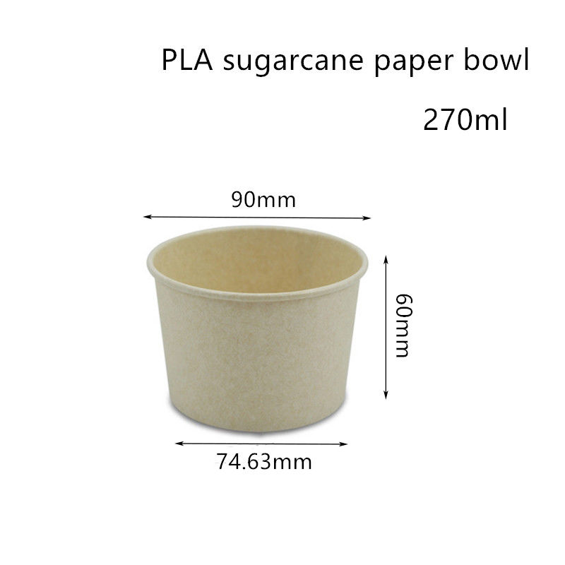 Compostable PLA Sugarcane Paper Soup Bowl Takeaway Container