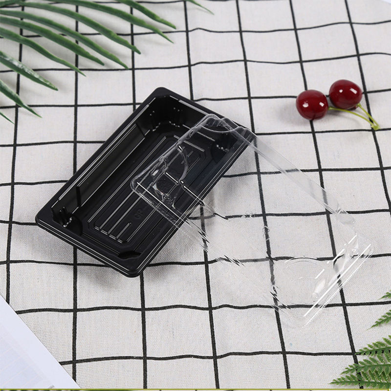 Food Grade PS Plastic Sushi Trays Disposable With Anti Fog Lids