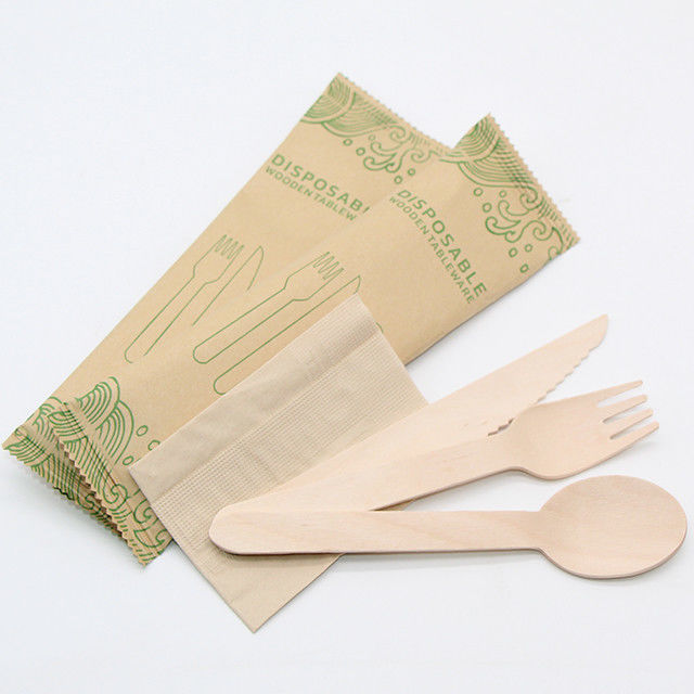 Natural Biodegradable Bulk Birch Wood Spoon Forks Knives Disposable Wooden Cutlery