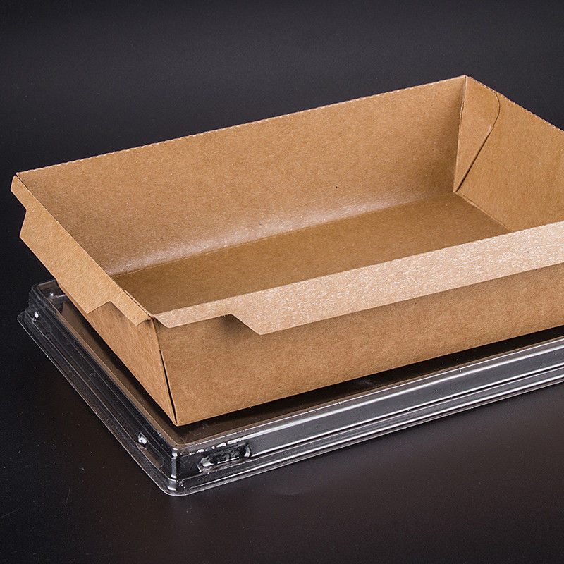 Disposable Brown Kraft Takeaway Lunch Box With PET Lid