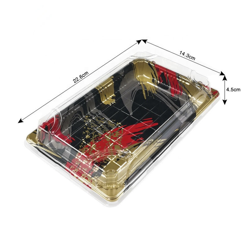 Recyclable Disposable Plastic Sushi Box With Anti Fog Lid