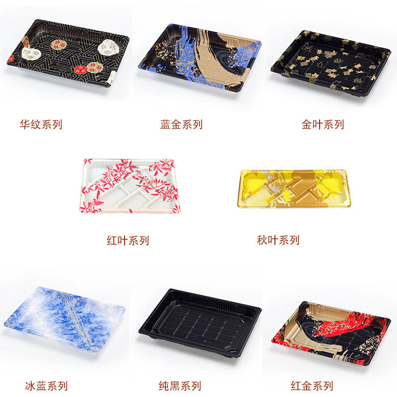 Customized Size Logo Disposable PET Plastic Sushi Tray With Cover Takeaway Food Container